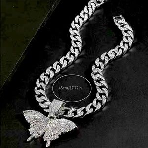 Brand New Cuban Link Necklace + Butterfly Pendant